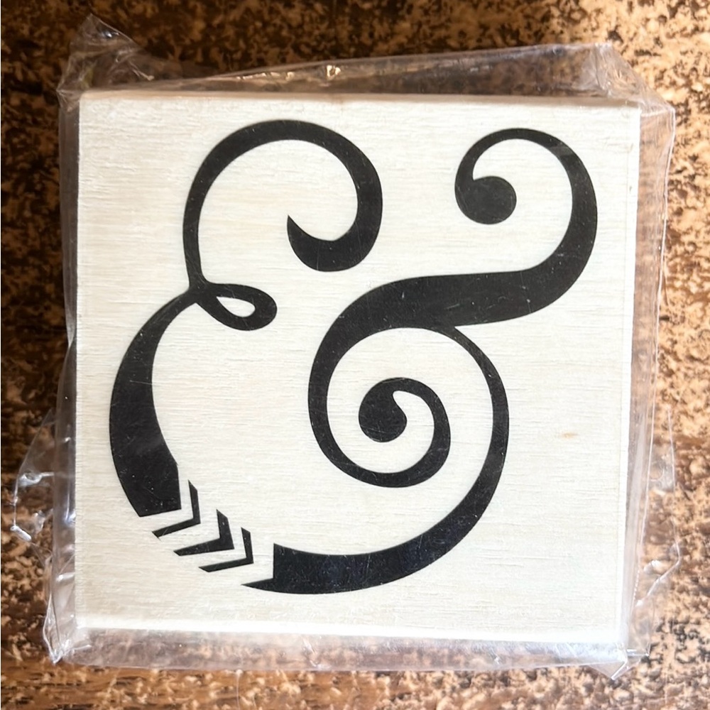 (3 for $20)Wooden Rubber Stamp - Fancy Ampersand New in Package